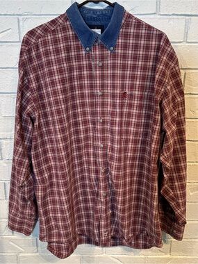 PBR Bull Riding Western Vibes Red Plaid Buttondown Shirt Mens XL